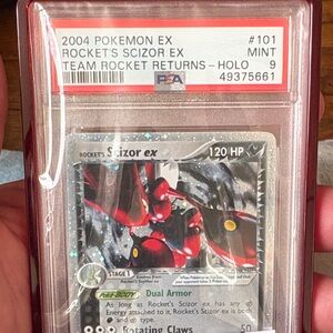 PSA 9 Pokemon Rocket's Scizor EX Card - Red and Black
